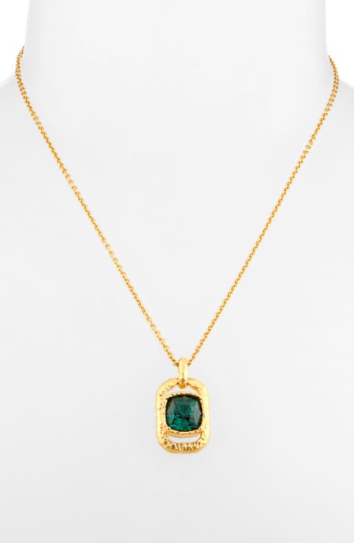 Oscar De La Renta Rectangle Crystal Pendant Necklace In Gold