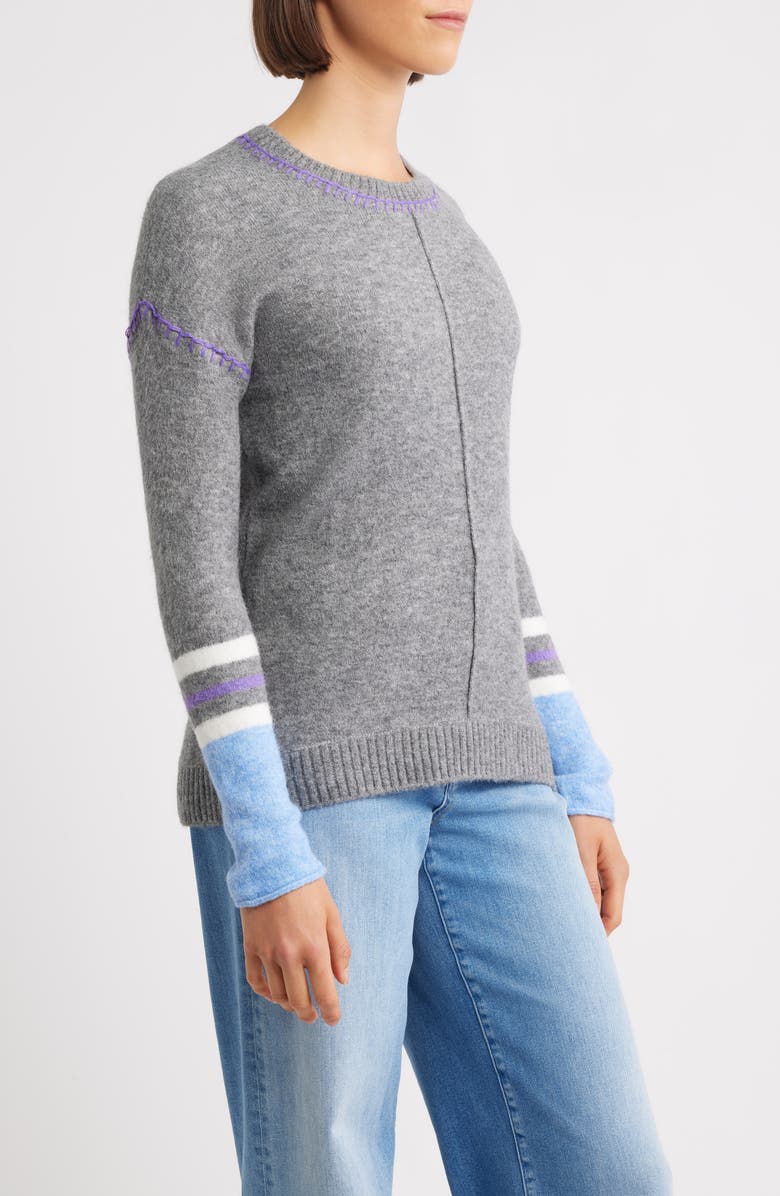 Hatley Charcoal Blanket Stitch Mélange Sweater, Alternate, color, Charcoal