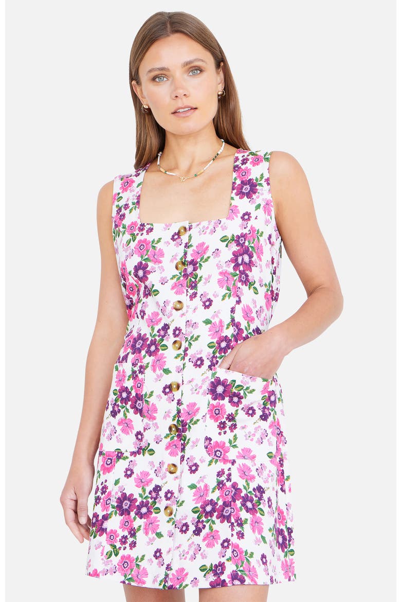 Retro Floral Cotton Pinafore Dress, Alternate, color, Pink