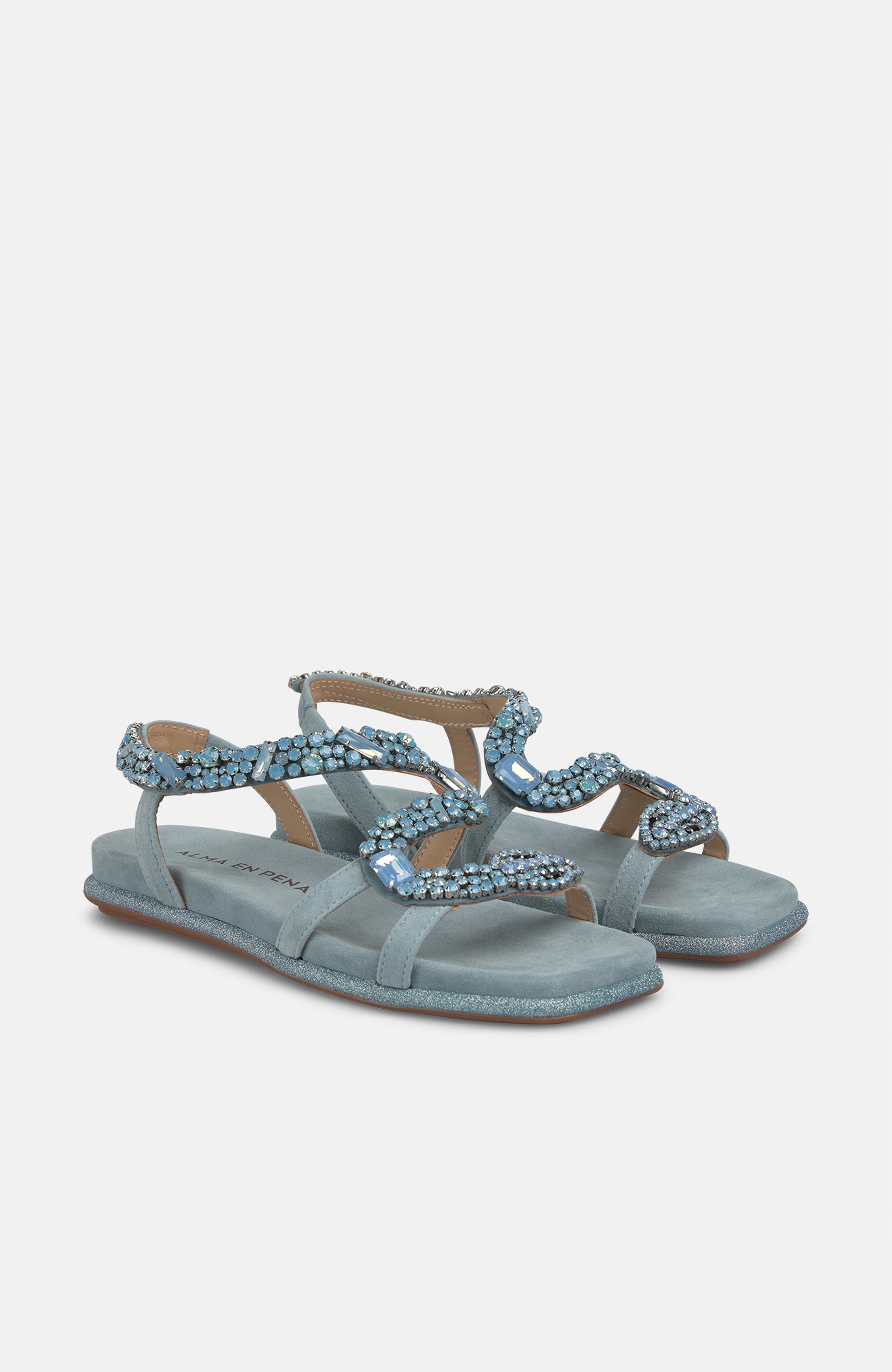 Snake Sandal Flat, Alternate, color, Blue