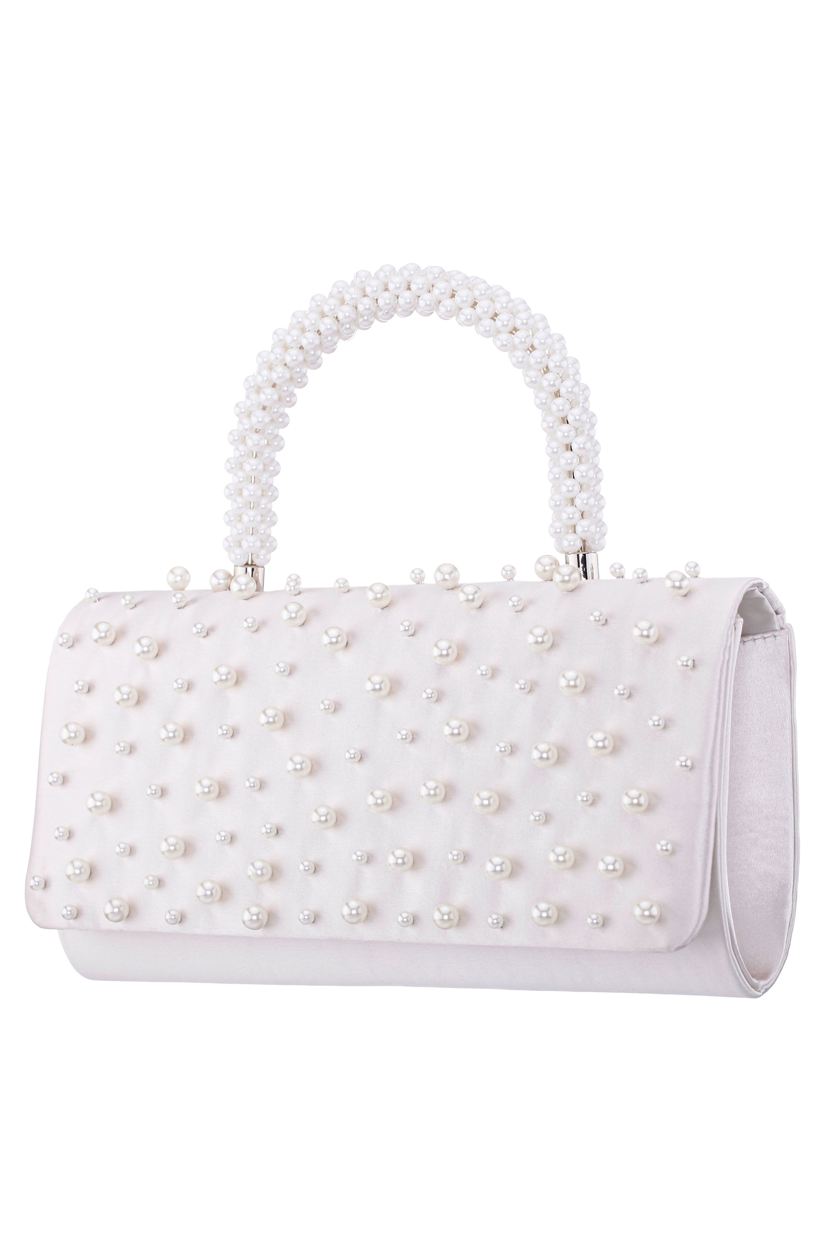 Gaia Faux Pearl Top Handle Bag, Alternate, color, IVORY