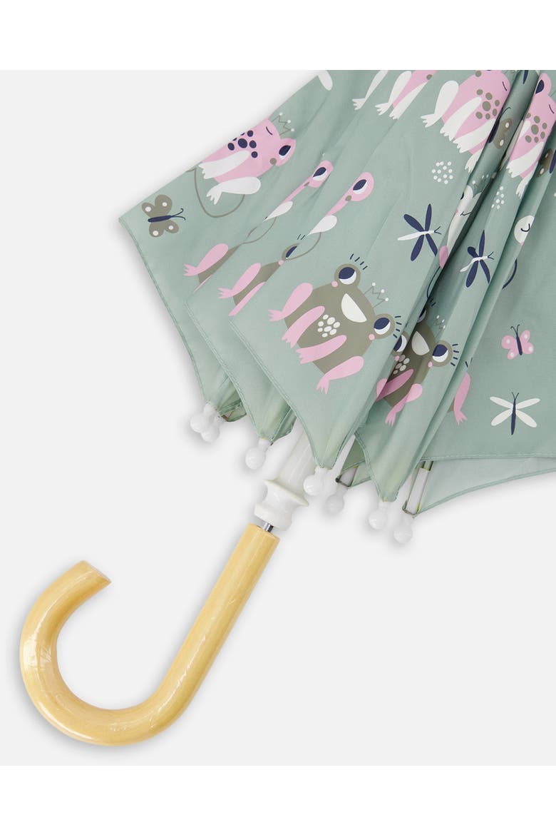 Girl Color-Changing Animal Umbrella, Alternate, color, Green with Frog Print