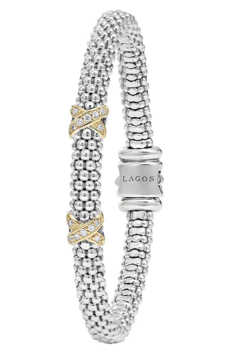 LAGOS Signature Caviar Diamond Rope Bracelet, Alternate, color,