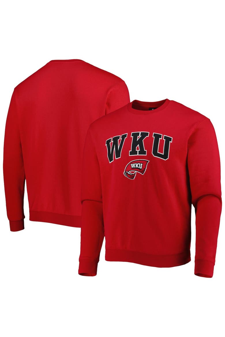 Men's Colosseum Red Western Kentucky Hilltoppers Arch Over Logo Pullover Sweatshirt, Main, color, Red