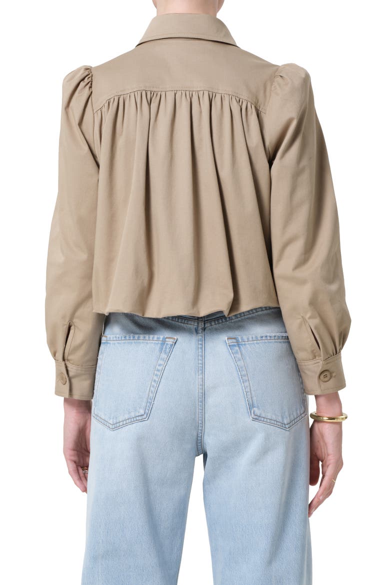 Everly Shirred Stretch Cotton Crop Jacket, Alternate, color, CATALINA BEIGE