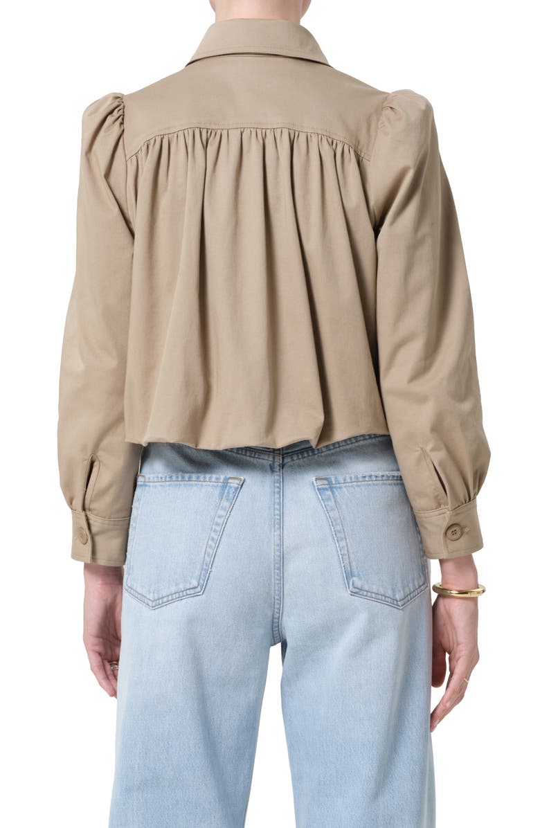 Citizens of Humanity Everly Shirred Stretch Cotton Crop Jacket, Alternate, color, Catalina Beige