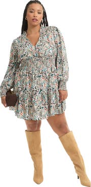 June + Vie Smocked Georgette Tunic