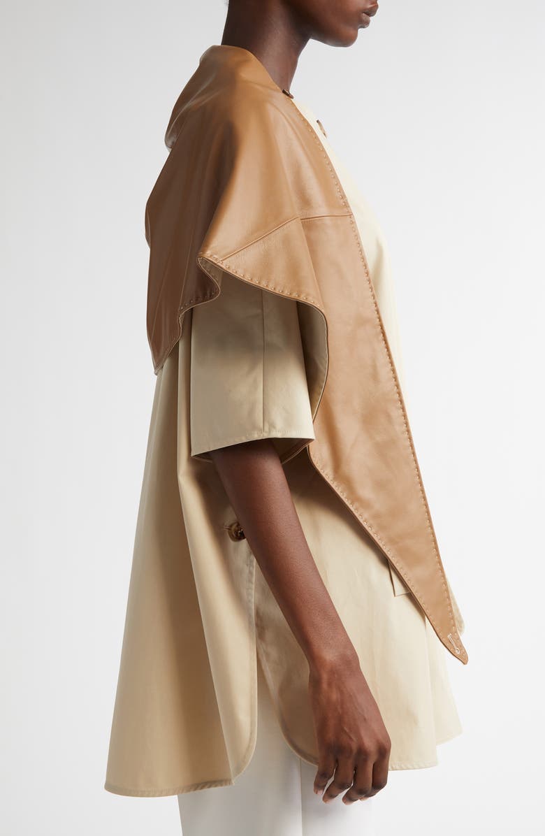 Max Mara Garza Cotton Cape with Removable Scarf, Alternate, color, Colonial