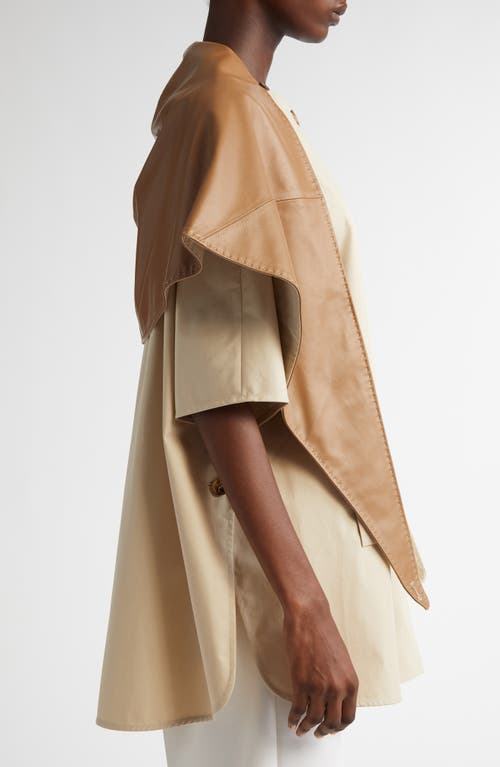 Max Mara Garza Cotton Cape With Removable Scarf In Colonial