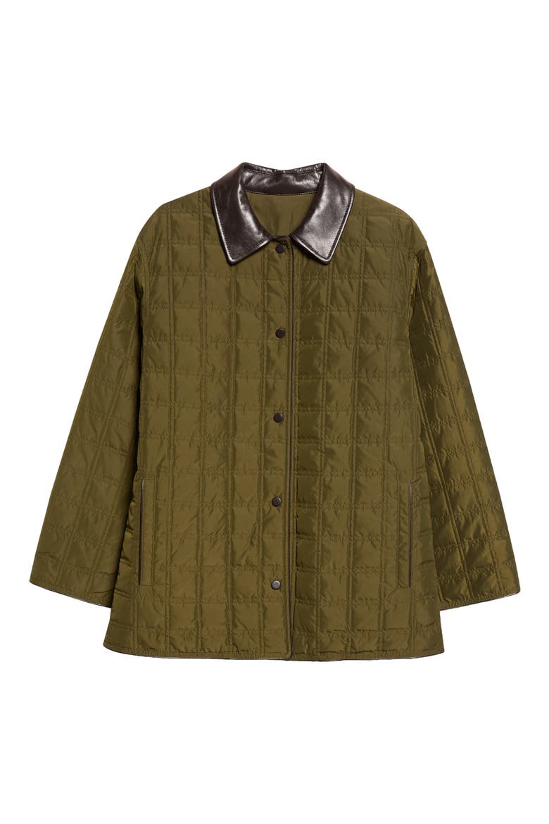 Reversible Quilted Down Twill Car Coat, Alternate, color, FOREST