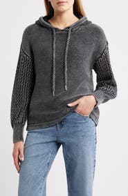 CITY BLUES Open Stitch Hoodie