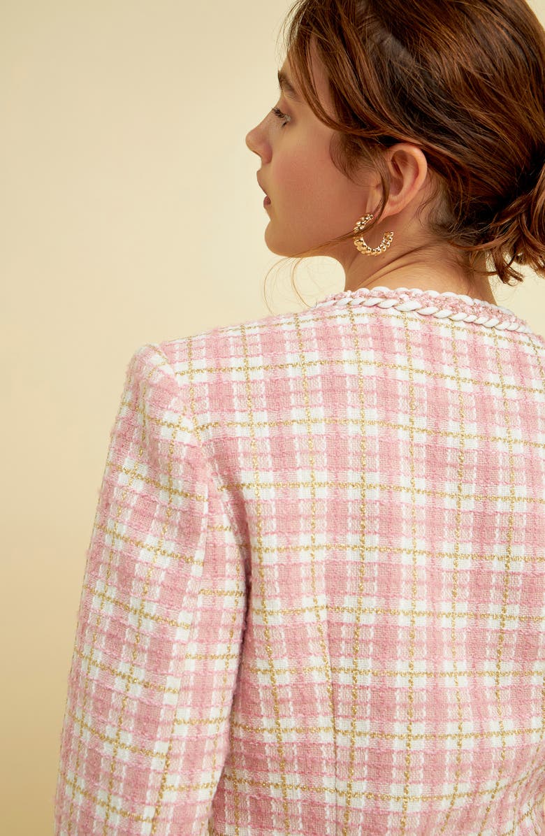 Endless Rose Premium Plaid Tweed Minidress, Alternate, color, Pink Multi