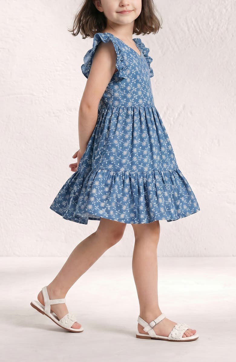 Pippa & Julie Kids' Serena Eyelet Chambray Dress, Alternate, color, Blue