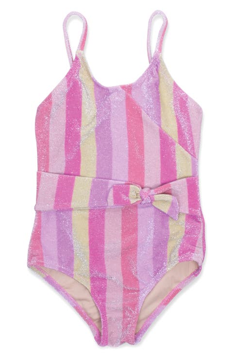 Kids' Pastel Stripe Shimmer One-Piece Swimsuit (Little Kid)