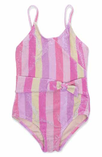 Shade Critters Kids' Shimmer Pastel Stripe UPF 50+ One-Piece Swimsuit