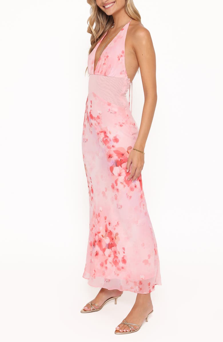 Petal & Pup Gwyneth Halter Neck Maxi Dress, Alternate, color, Pink Floral