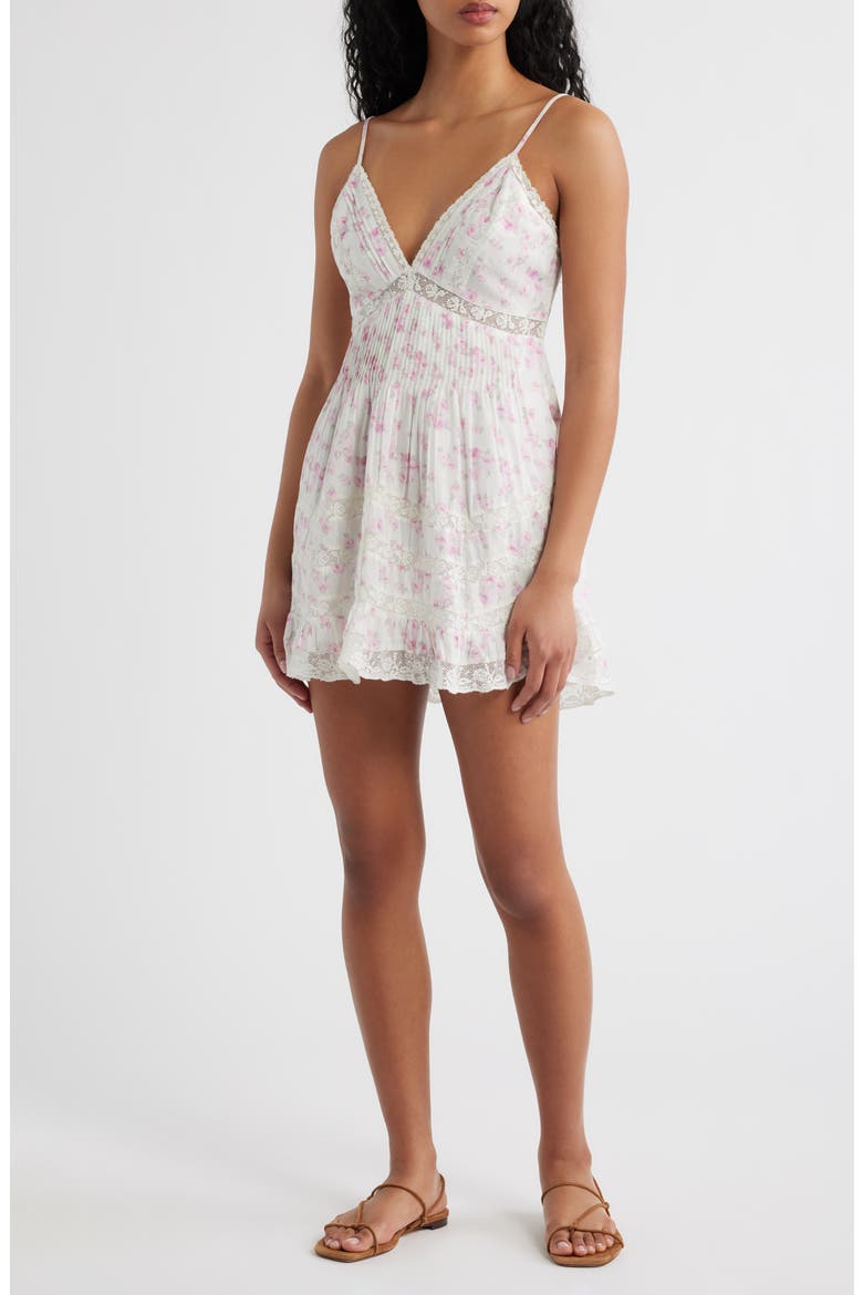 Alonna Floral Print Minidress, Main, color, RUSTIC ORCHID