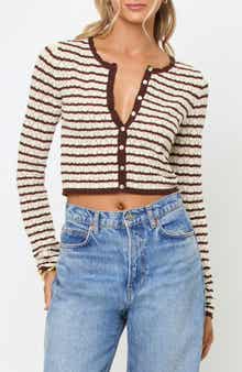 Rosalie Striped Pointelle Cardigan