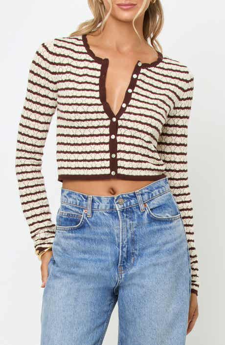 Rosalie Striped Pointelle Cardigan