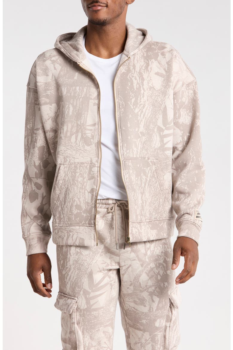 Tonal Leaves Zip Hoodie, Main, color, TONAL LEAVES