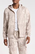 FLEECE FACTORY Tonal Leaves Zip Hoodie
