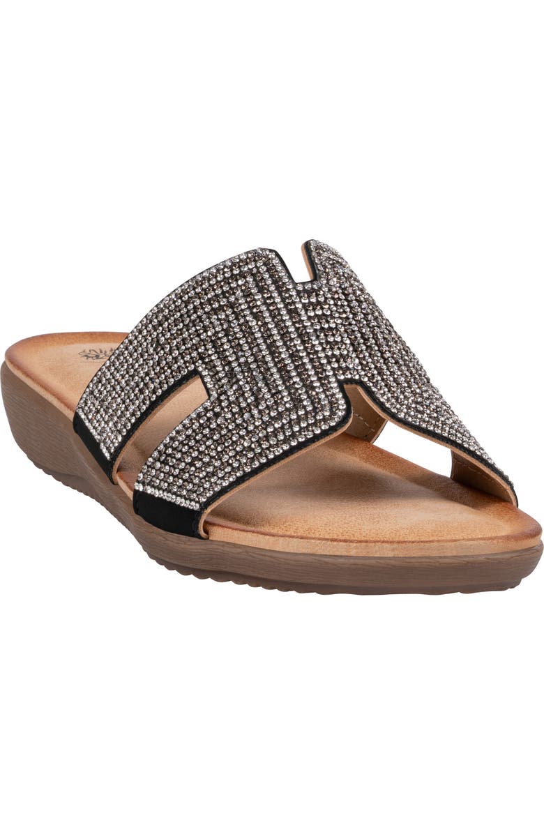 GOOD CHOICE NEW YORK Paxal Rhinestone Embellished Slide Sandal, Main, color, Black