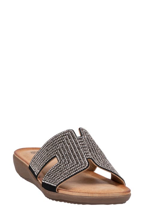 Paxal Rhinestone Embellished Slide Sandal (Women)