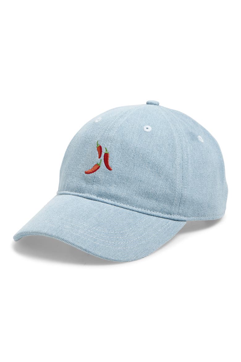 Chili Pepper Cotton Canvas Baseball Cap, Main, color, BLUE