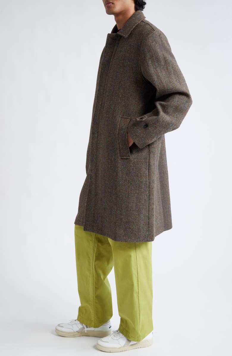 PALMES Cedric Wool Herringbone Topcoat, Alternate, color, Brown Herringbone
