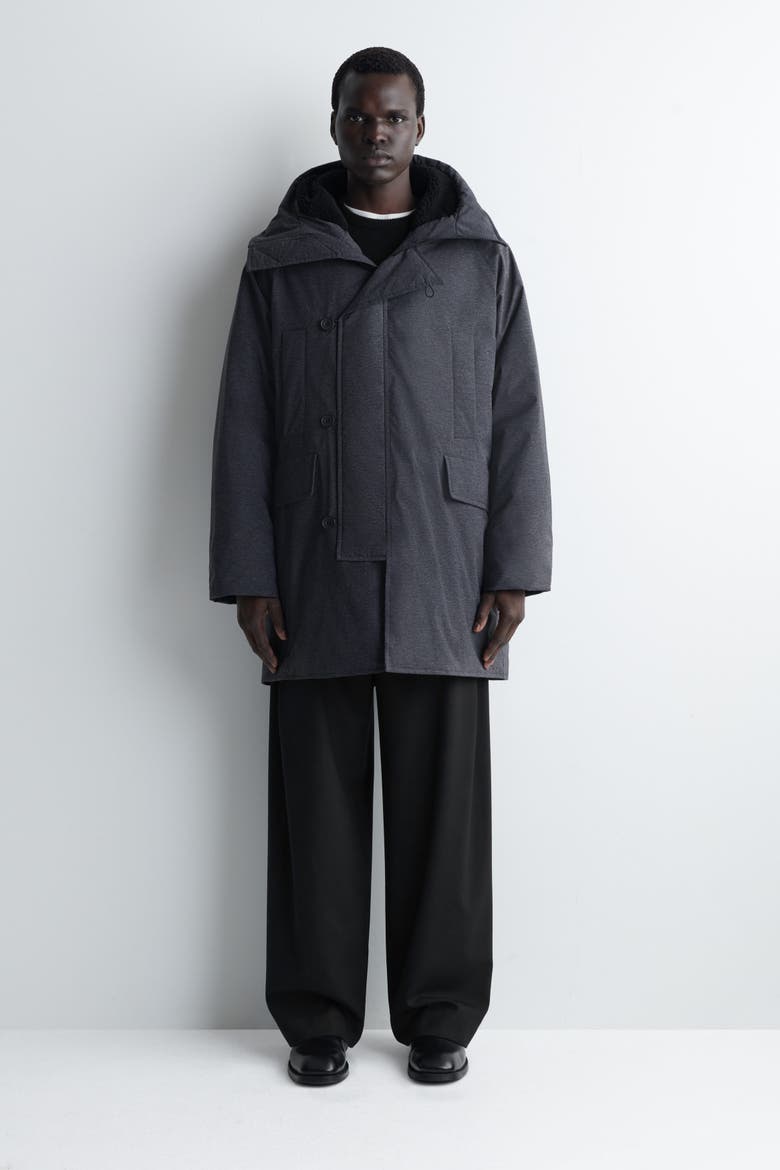 Technical Hooded Down Parka, Main, color, DARK GRAY