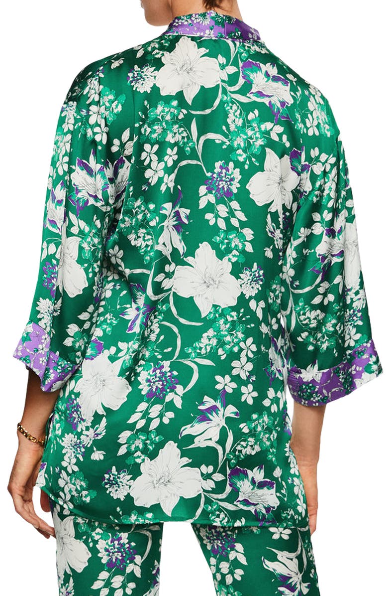 MANGO Floral Split Neck Blouse, Alternate, color, 