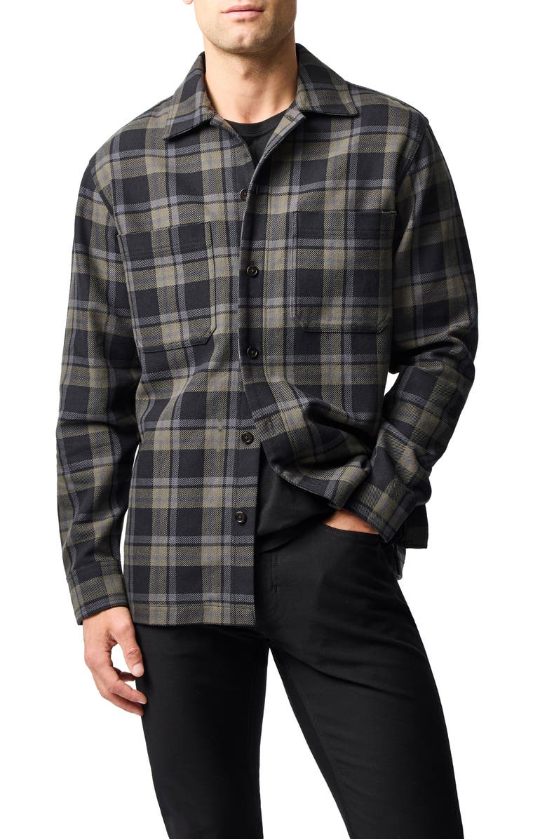 Rodd & Gunn Kingsland Plaid Cotton Overshirt, Main, color, Moss