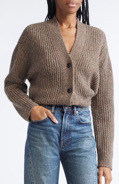 R13 Split Hem Wool Blend Cardigan In Brown