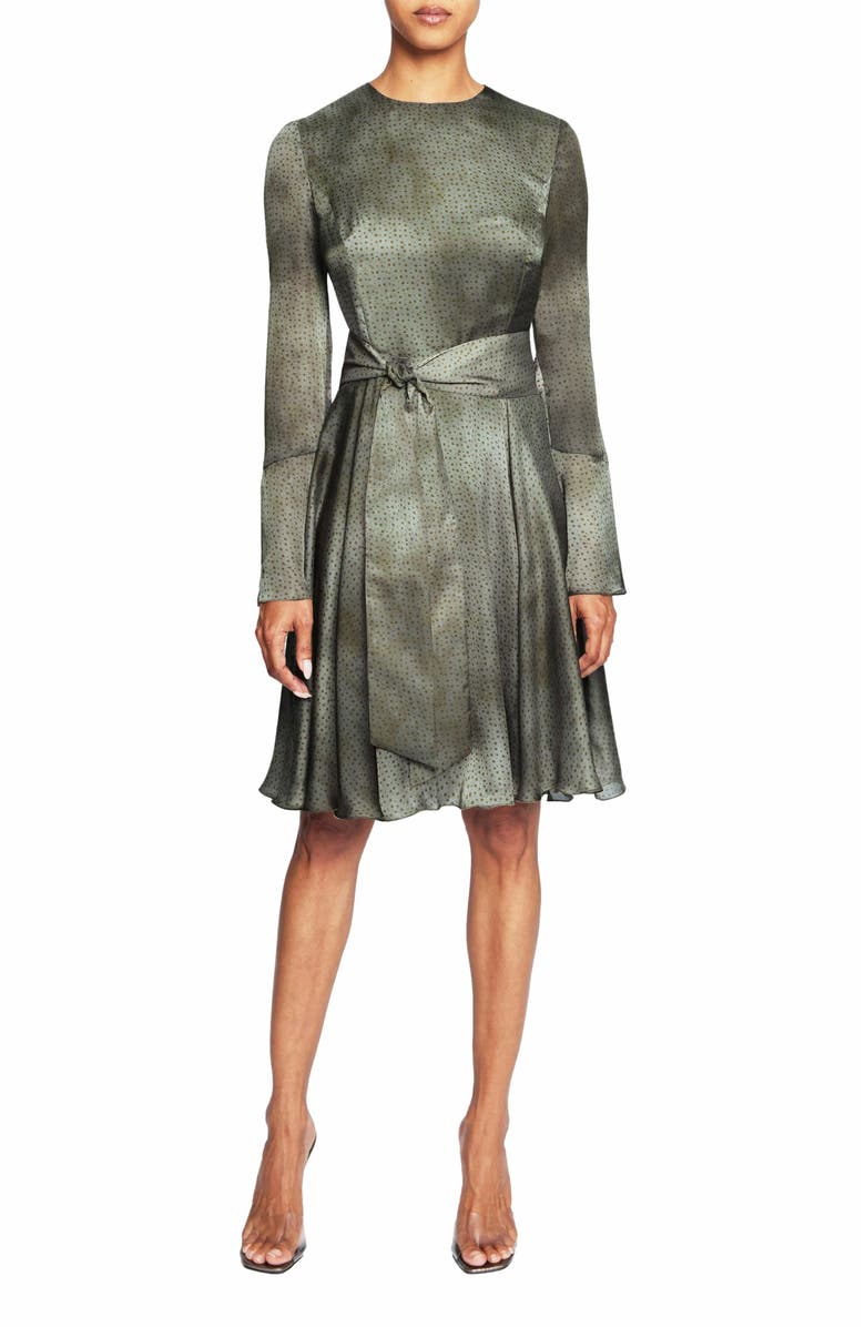 Santorelli RONI Long Sleeve Knee Length Ombre Polka Dot Flared Dress, Alternate, color, Deep Sage