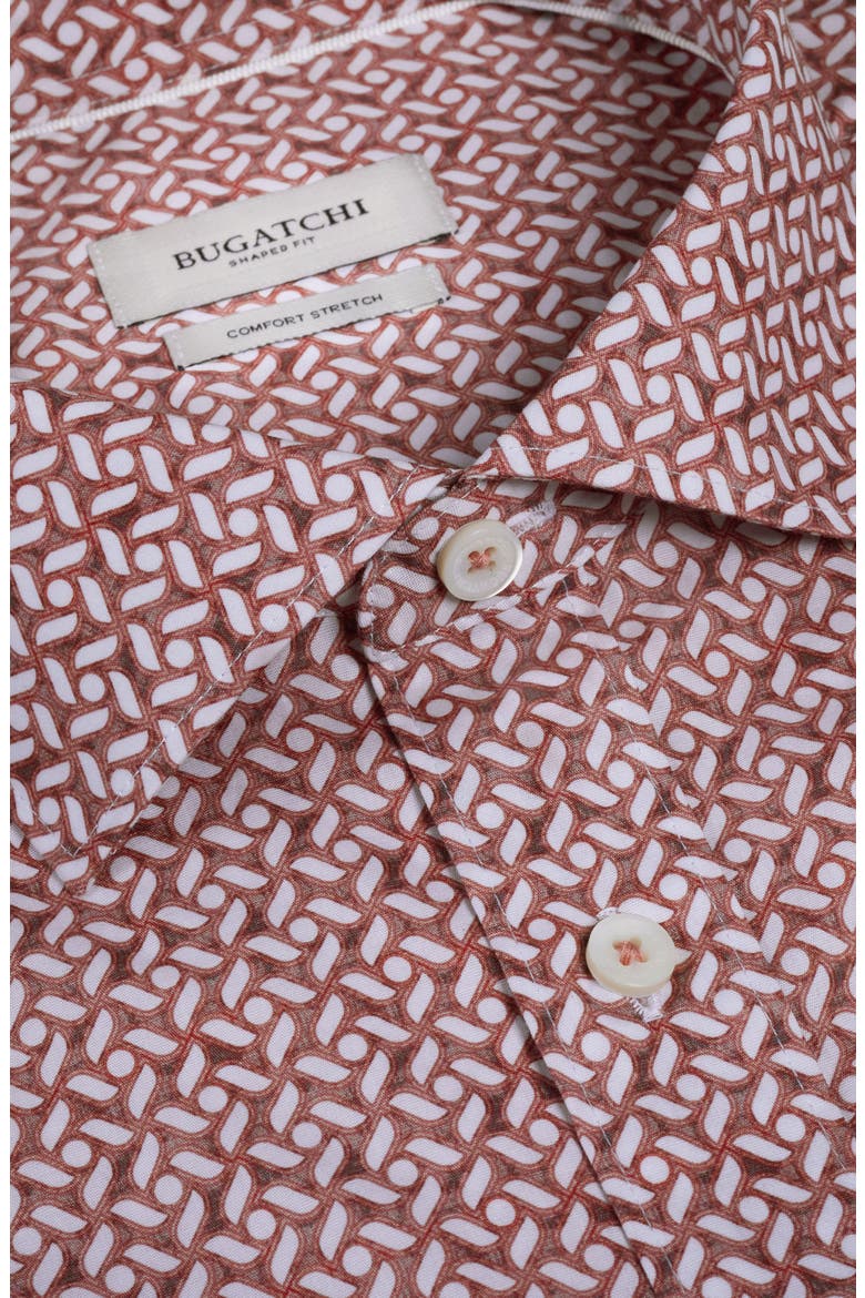 Axel Shaped Fit Mosaic Print Stretch Cotton Button-Up Shirt, Alternate, color, SIENNA