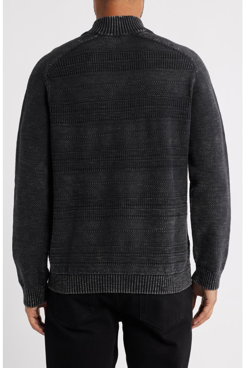 Saltwater Textured Cotton Half Zip Sweater, Alternate, color, BLACK