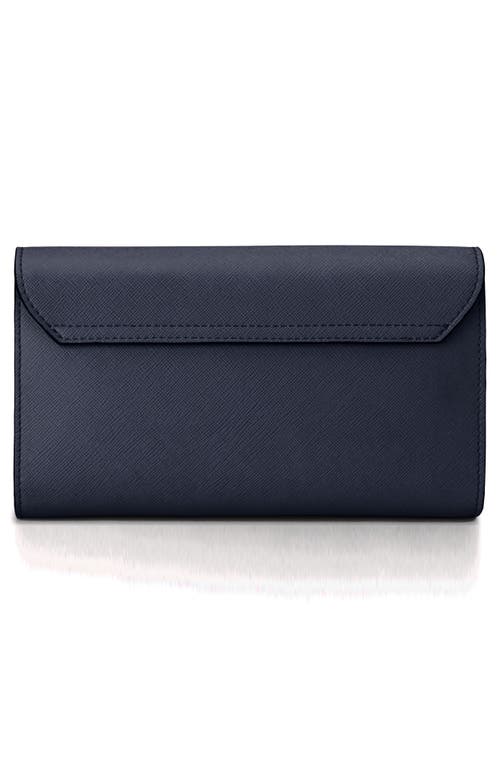 Olga Berg Nic Faux Leather Clutch In Blue