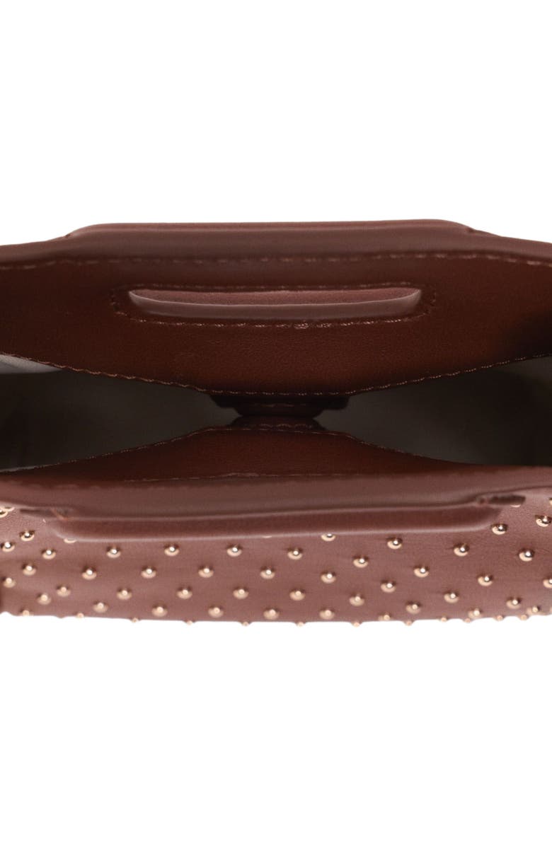 maje Leather M mini bag with studs, Alternate, color, Brown
