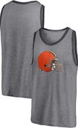 FANATICS Men's Fanatics Branded Heathered Gray/Heathered Charcoal Cleveland Browns Famous Tri-Blend Tank Top