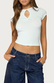 EDIKTED Posea Twist Keyhole Cutout T-Shirt