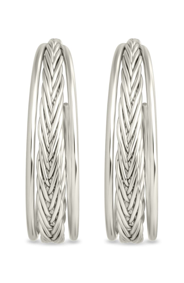Sterling Forever Corinne Textured Braided Hoop Earrings, Alternate, color,