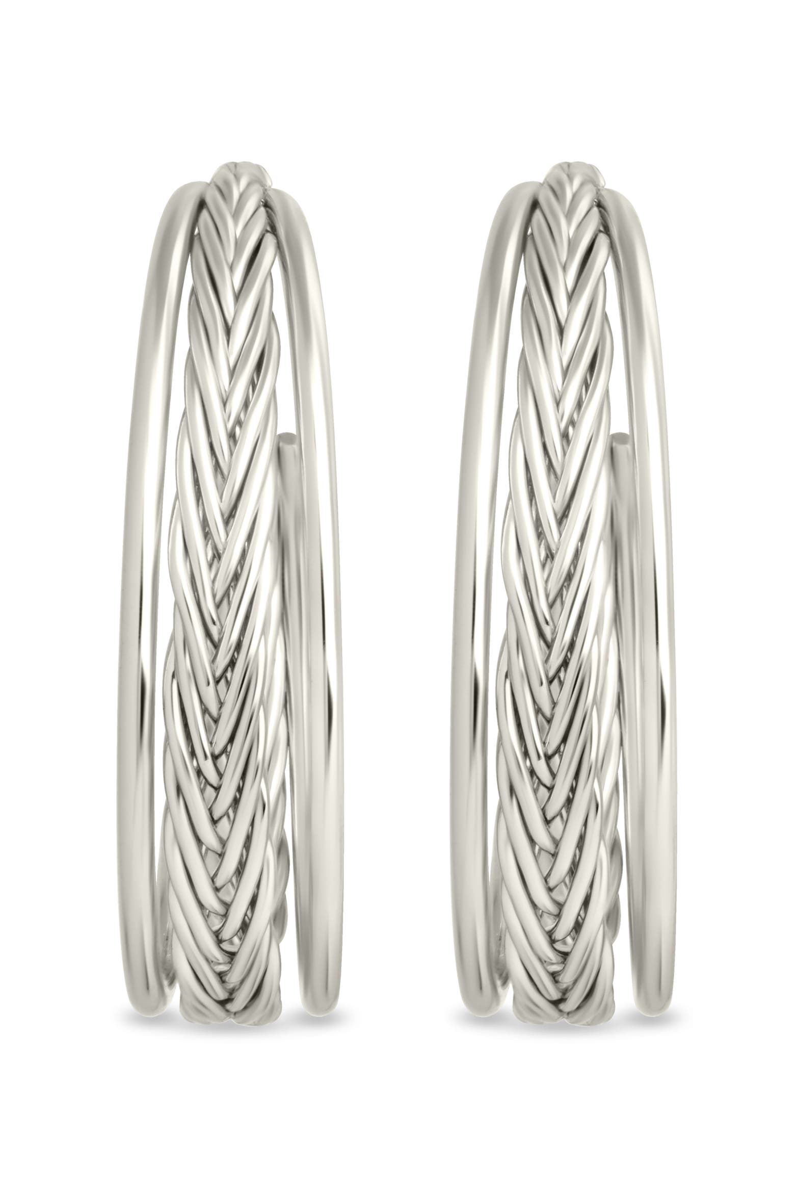 N21480 Sterling Forever Corinne Textured Braided Hoop Earrings (Women ...