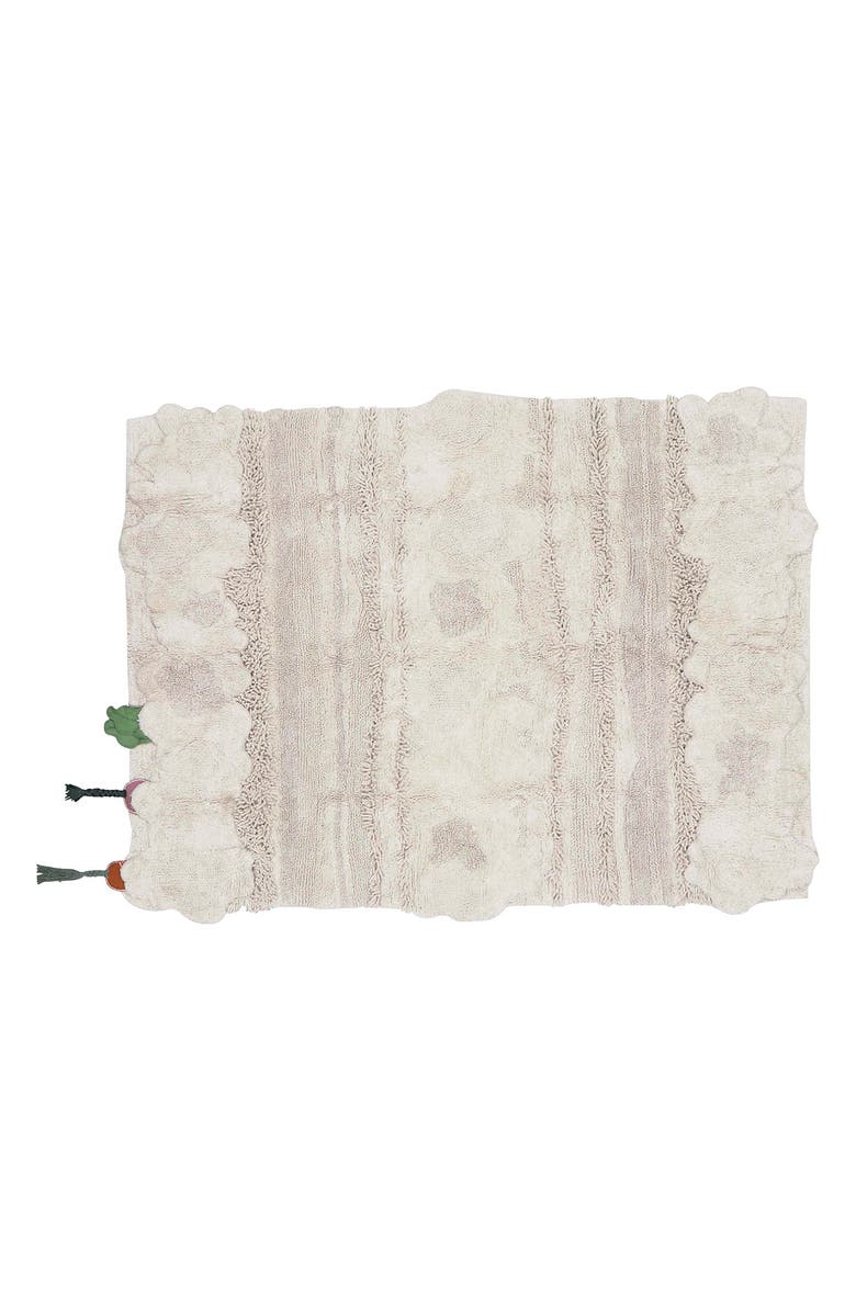 Lorena Canals Kids' Washable Cotton Rug & Veggie Set, Main, color, Natural Orange Dark Green