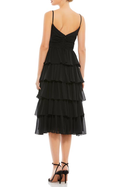 Mac Duggal High Neck Cape Mini Dress With Ruffle Hem In Black