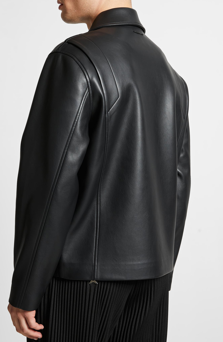 Manière De Voir Bernard Leather Minimal Boxy Jacket, Alternate, color, Black