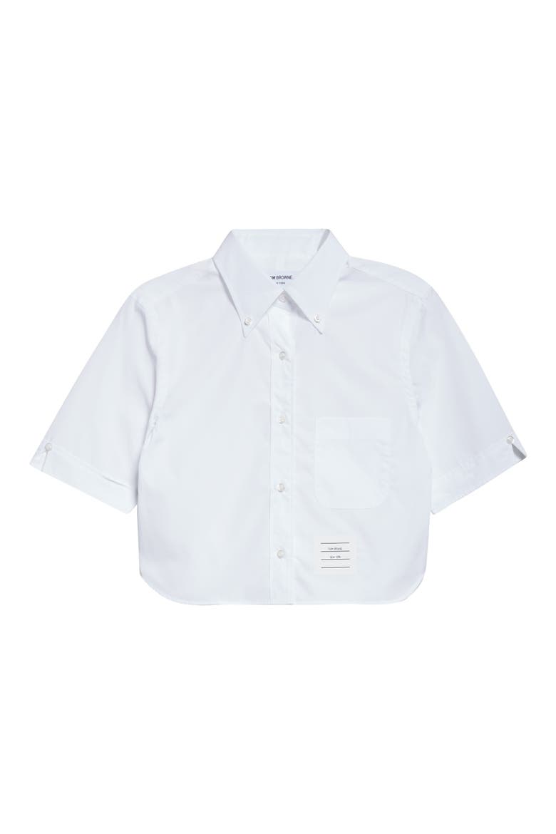 Classic Crop Cotton Poplin Button-Down Shirt, Alternate, color, WHITE