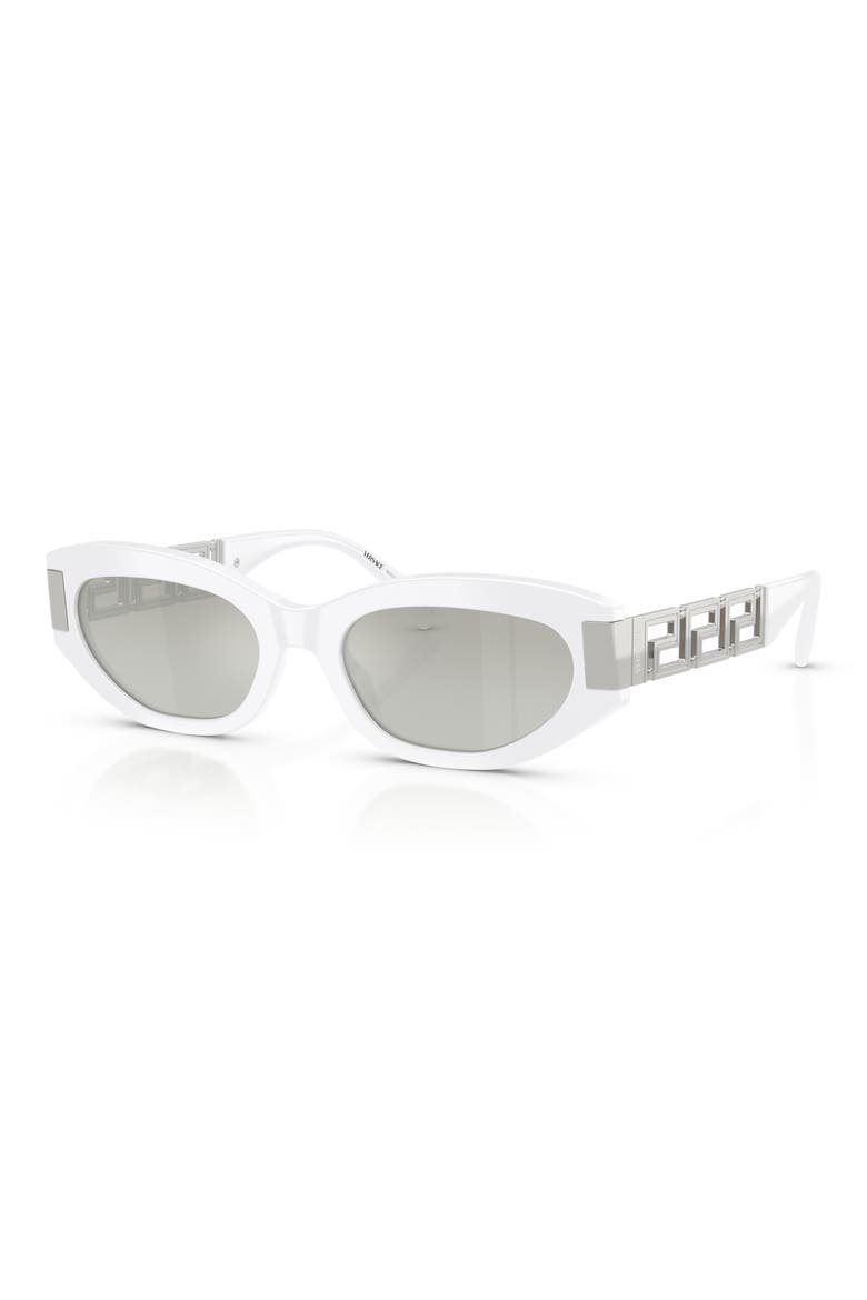 54mm Cat Eye Sunglasses, Alternate, color, WHITE / GREY MIRROR SILVER
