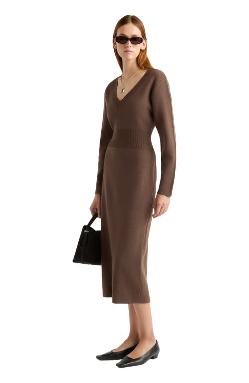 Modern Citizen Bora Off Shoulder V-Neck Sweater Dress in Brown  product