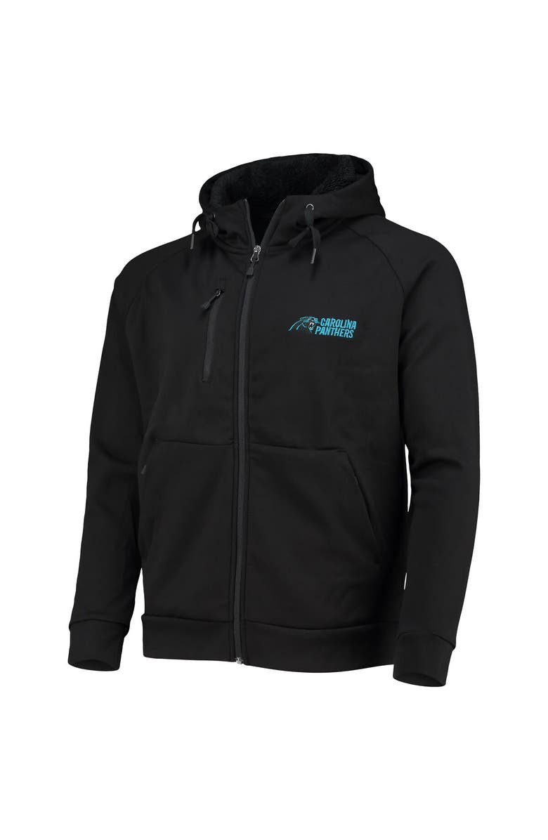 DUNBROOKE Men's Dunbrooke Black Carolina Panthers Shag Tri-Blend Full-Zip Raglan Hoodie, Alternate, color,