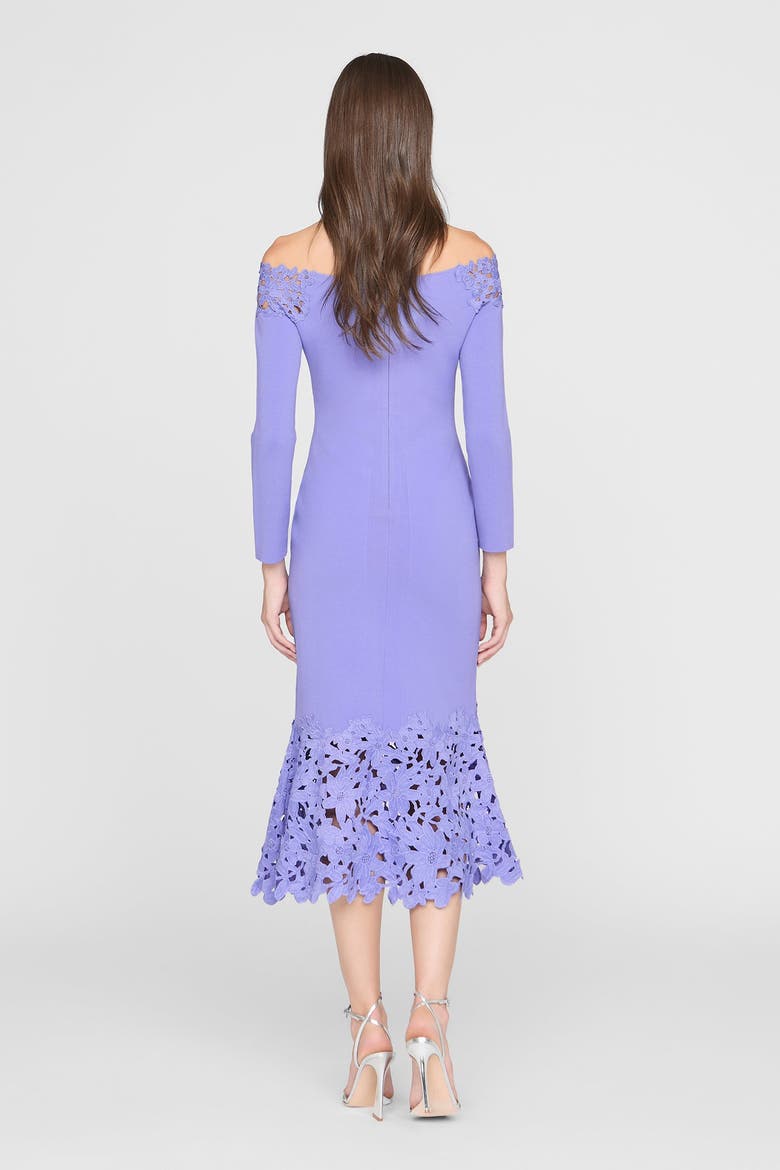 Sia Knit And Lace Midi Dress, Alternate, color, Deep Periwinkle